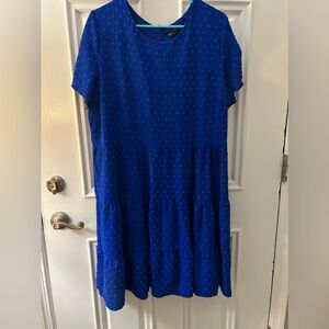 Blue tiered midi dress